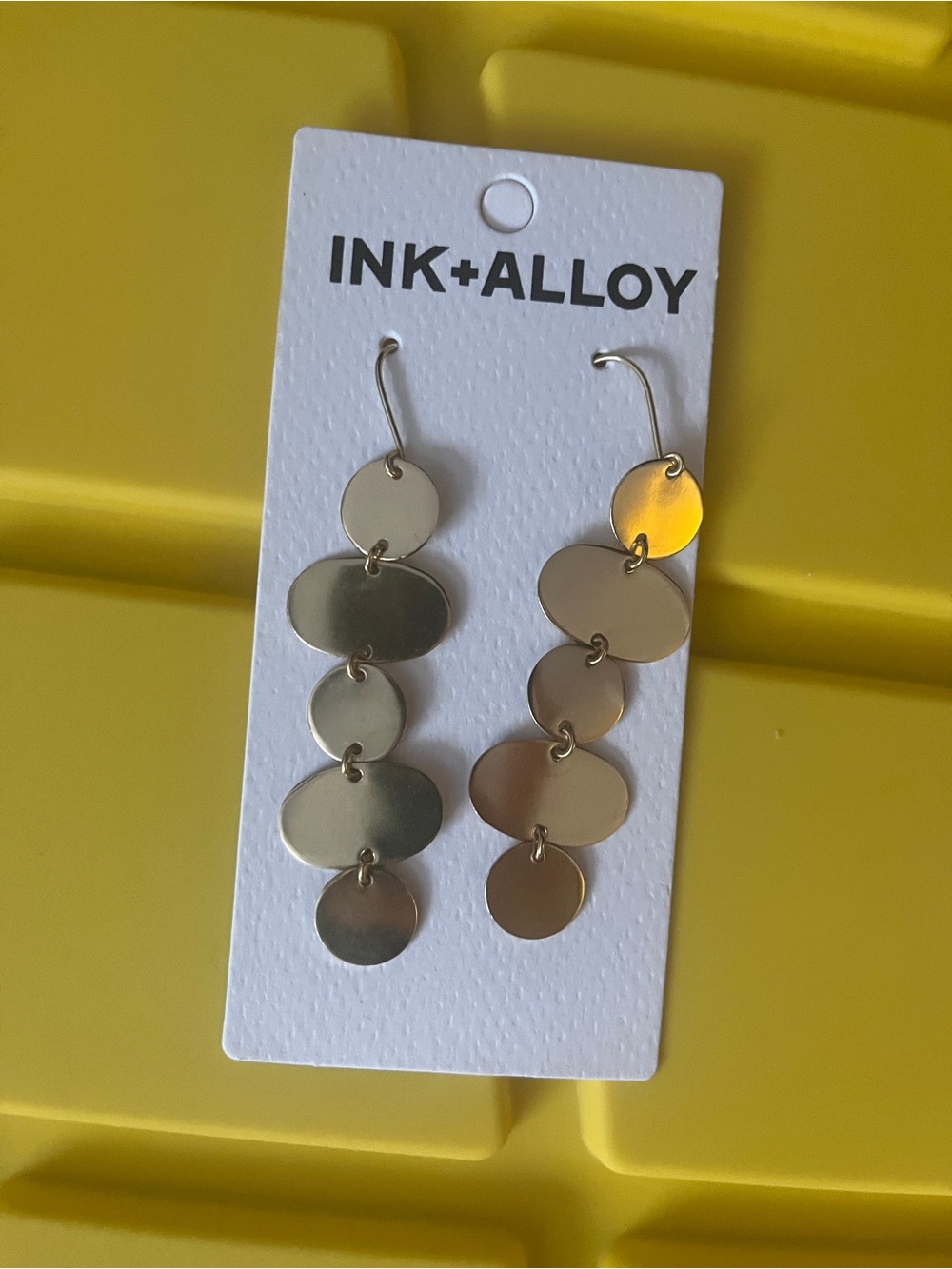 INK and ALLOY Polished Gold Linked Disc Drop Earrings